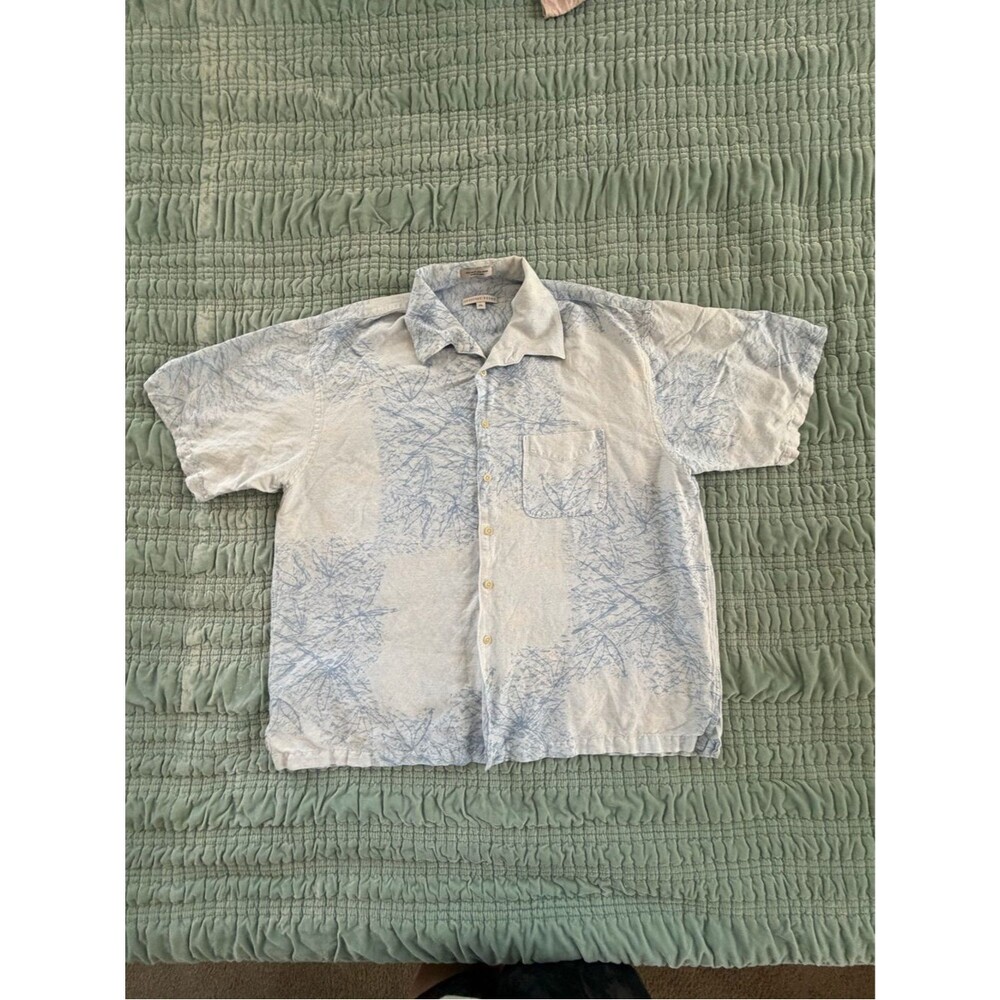 Geoffrey Beene Light Blue and White Button-Down Shirt-XXL